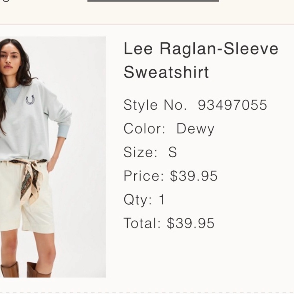 Free People/Lee Raglan Sleeve Sweatshirt | Horseshoe Logo | Size Small - Picture 2 of 3